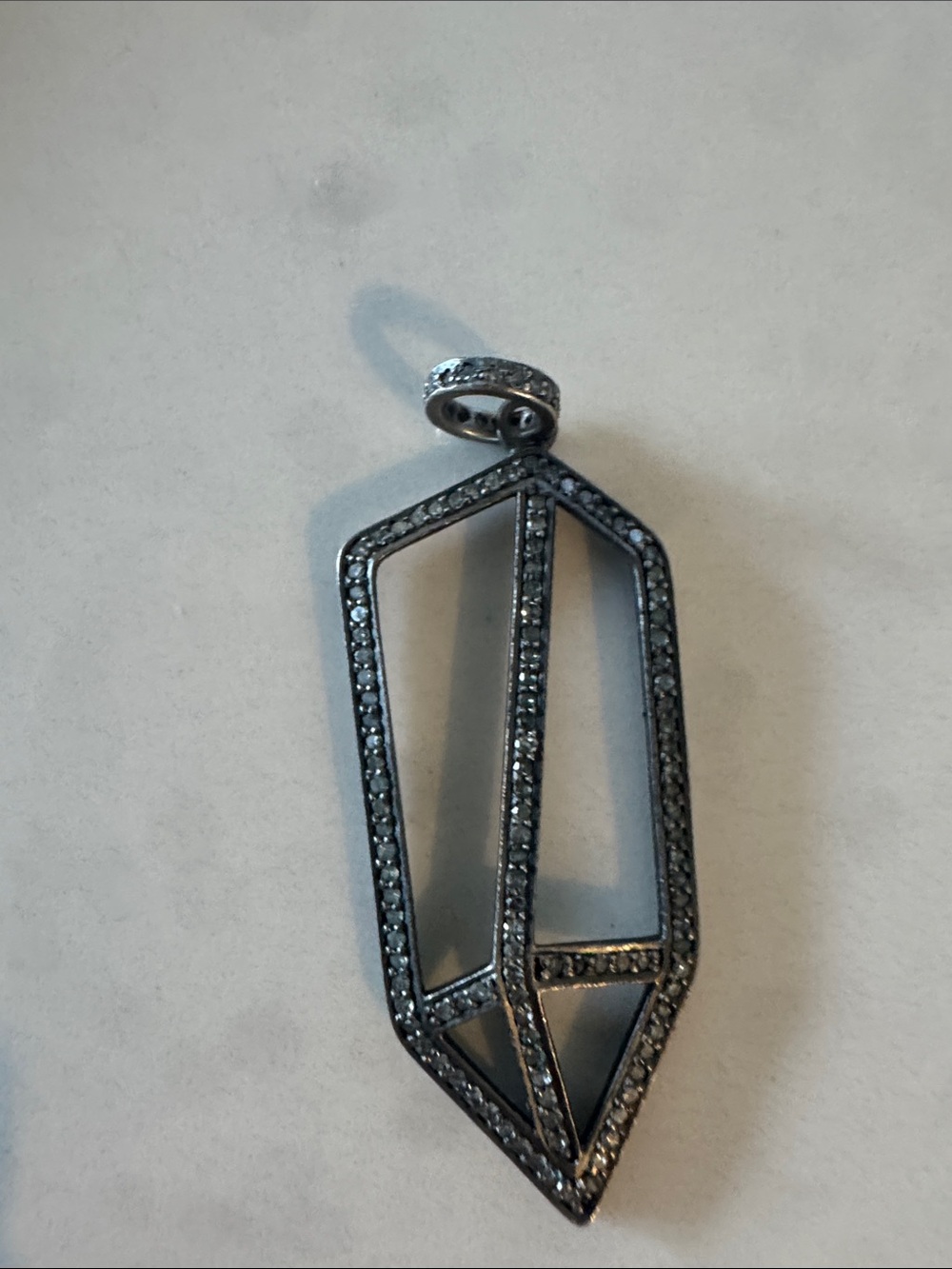 Geometric Pave diamonds Pendant in Gunmetal